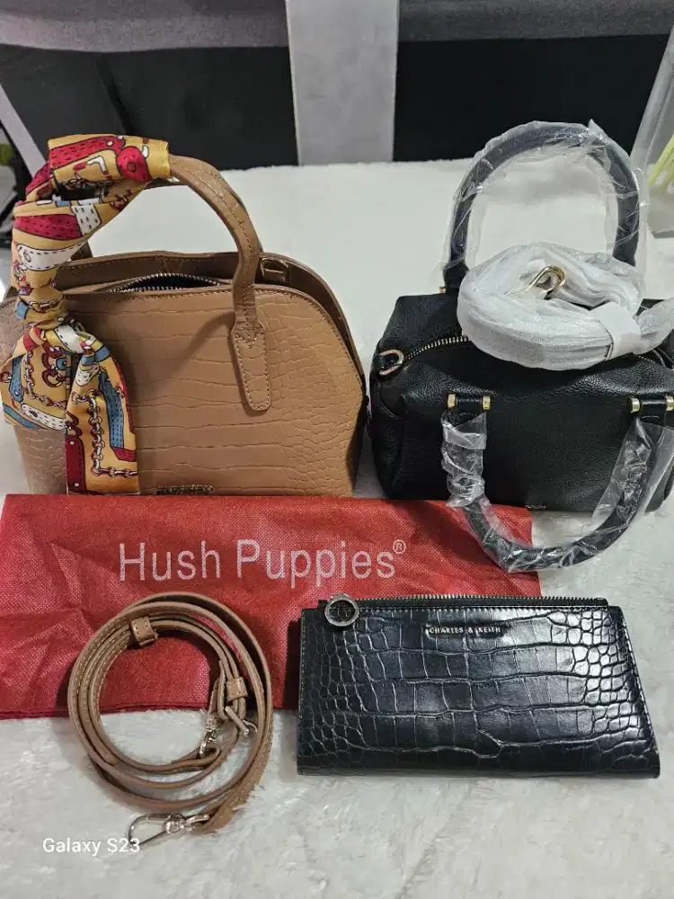 Tas hushpupies, tas moosdoom, dompet charles&keith