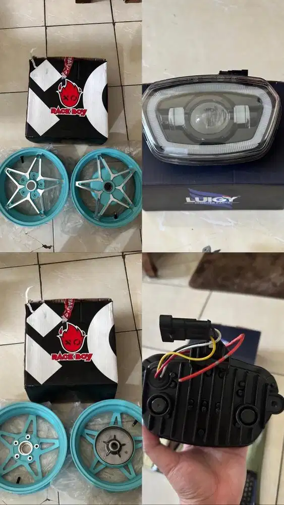Velg Race Boy ice blue & Headlamp DRL Luigy For Vespa Matic