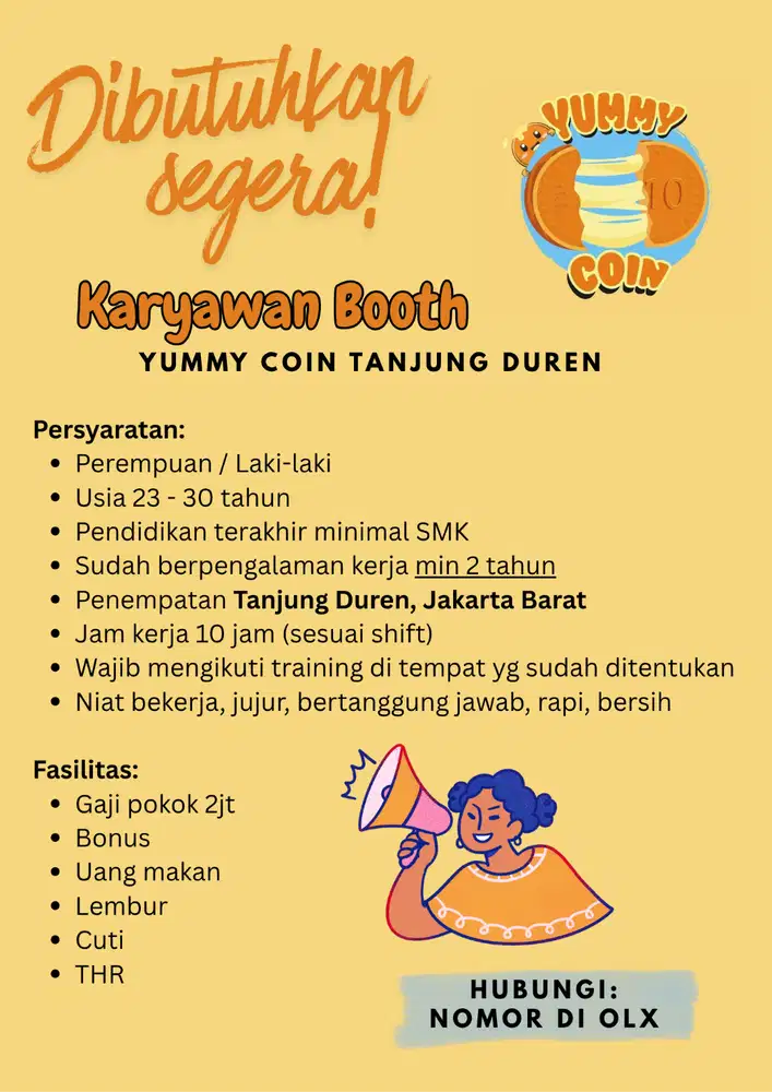LOWONGAN KARYAWAN YUMMY COIN TJ DUREN