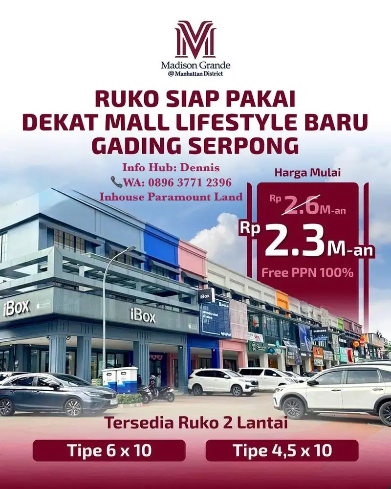 Ruko Siap Pakai di Madison Grande Gading Serpong Promo Free PPN!