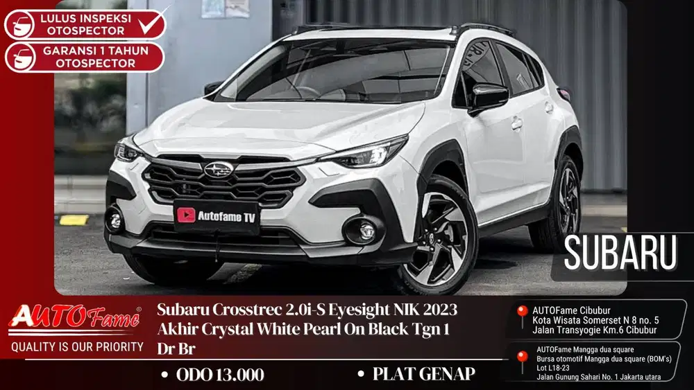 Subaru Crosstrec 2.0i-S Eyesight NIK 2023 Akhir Crystal White Pearl