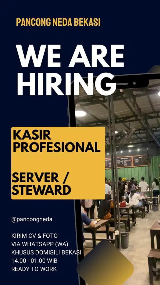 KASIR F&B PROFESIONAL (WANITA) & SERVER / STEWARD F&B (PRIA)