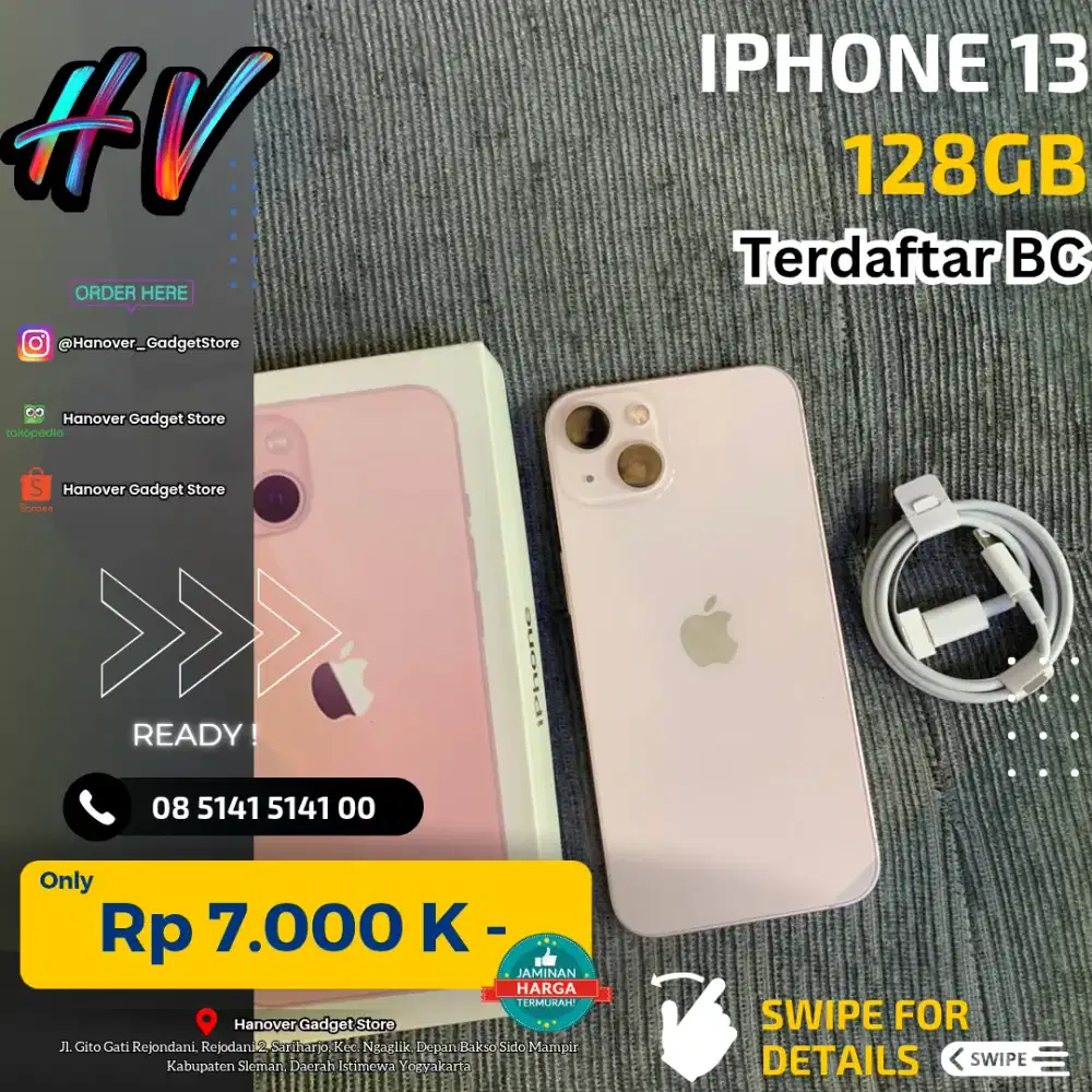 Ready Iphone 13 128GB Beacukai-Pink