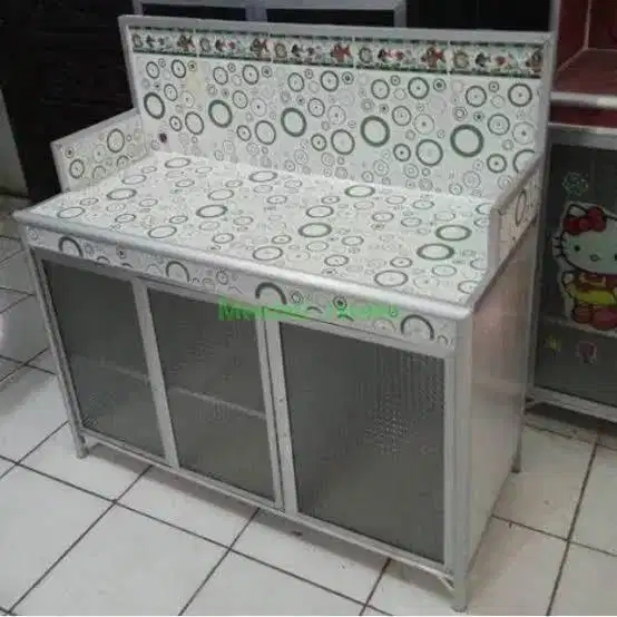 Kitchen Set Meja Kompor Dapur 3 Pintu Rak Piring Keramik Alumunium