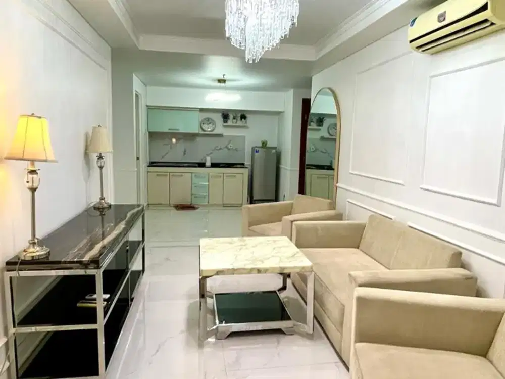 Disewakan Apartemen Royal Mediterania Garden tipe 2BR+ Furnish Lantai Dasar Unit Langka Lokasi Terbaik dekat Central Park Kantor APL Soho Capital
