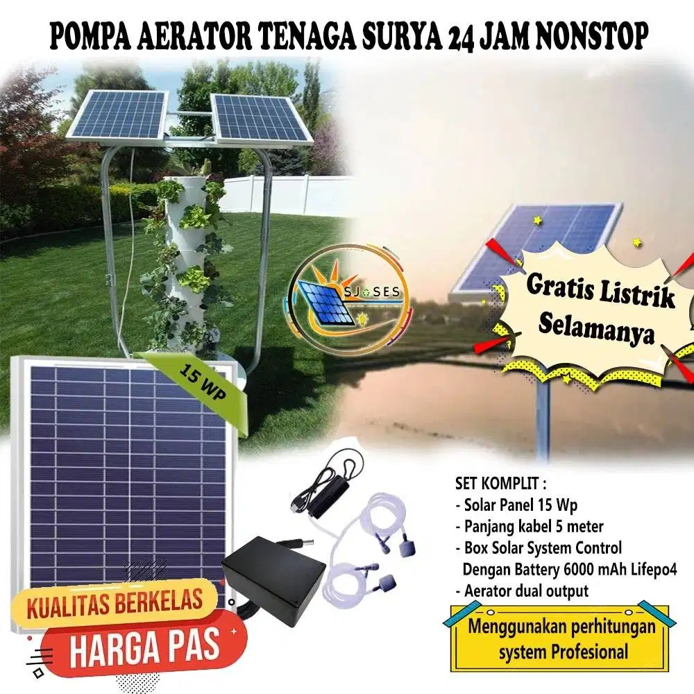 Pompa Air Aerator Tenaga Surya 24 Jam Nonstop Brushless Motor 15MCM