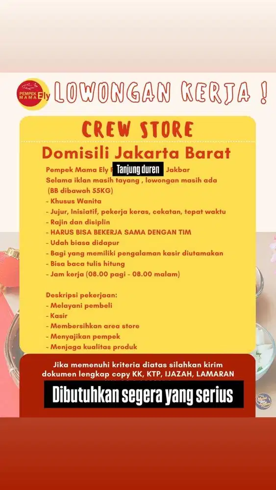 Crew store Pempek TANJUNG DUREN