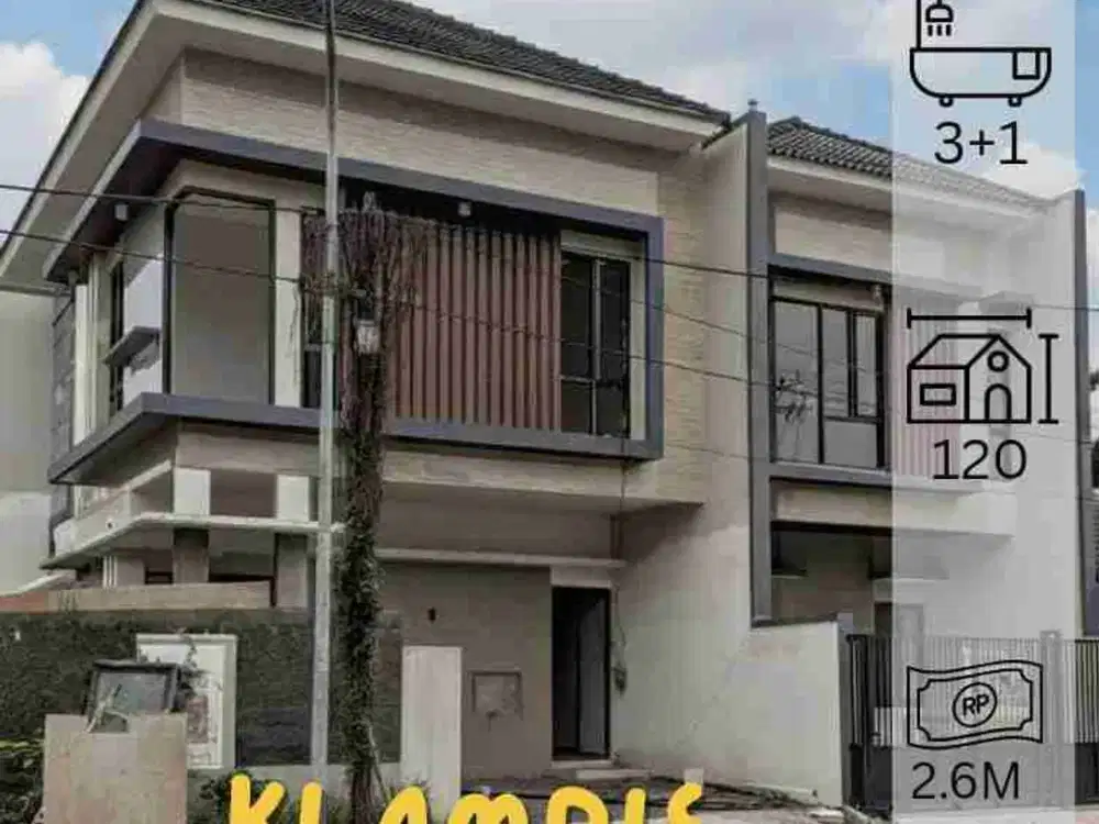 Jual Rumah Baru Hook On Progress Wisma Mukti Klampis Anom 2 lantai
