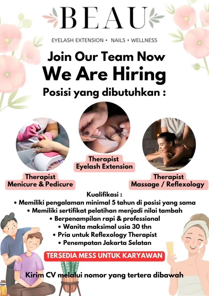 Lowongan Therapist Eyelash Extension | Nails | Reflexology & Massage