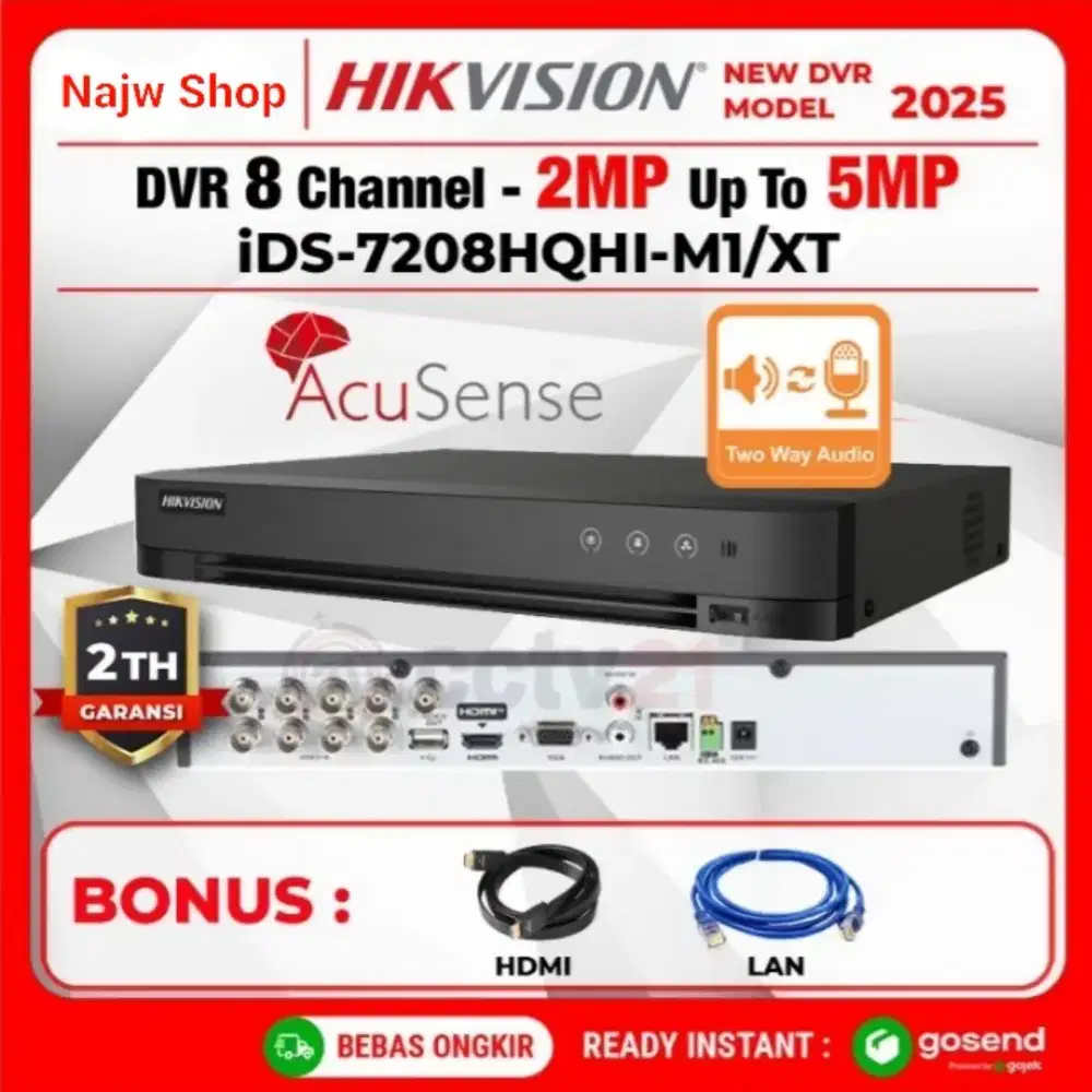 DVR Hikvision IDS 7208 HQHI-M1/XT 8 Channel 2Mp Up To 5Mp