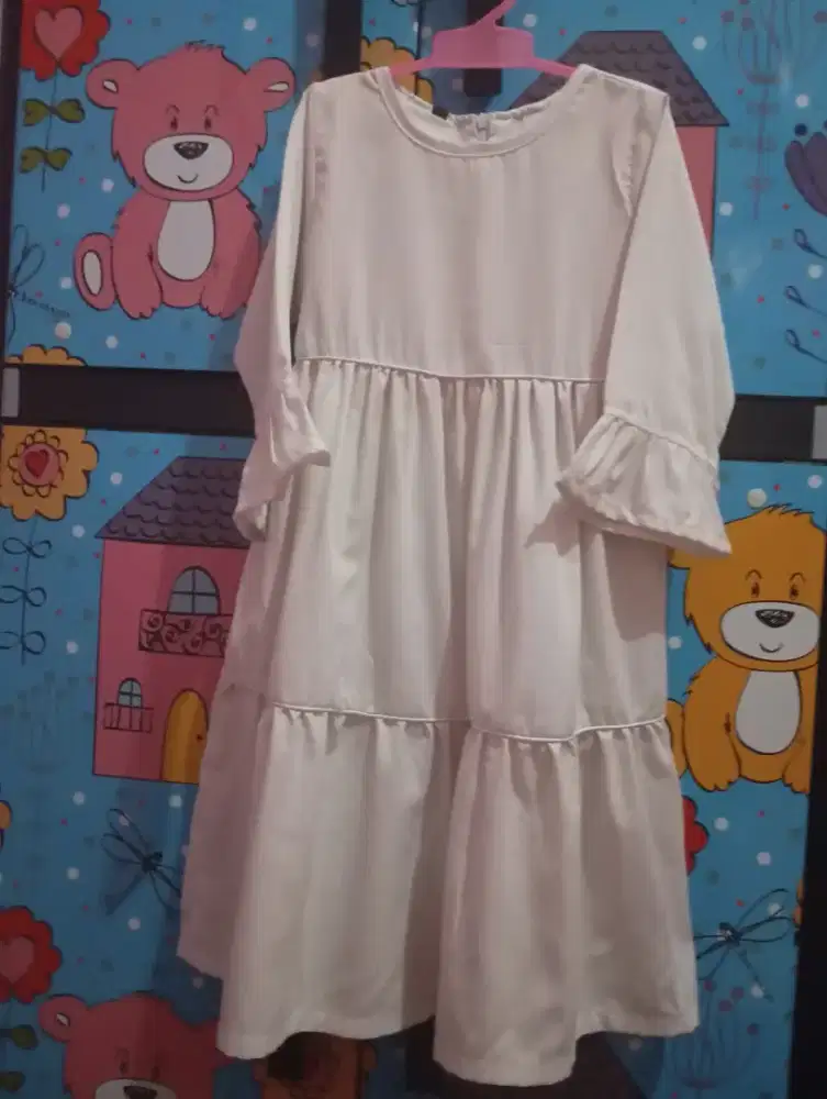 Gamis putih tulang anak 4-6 tahun