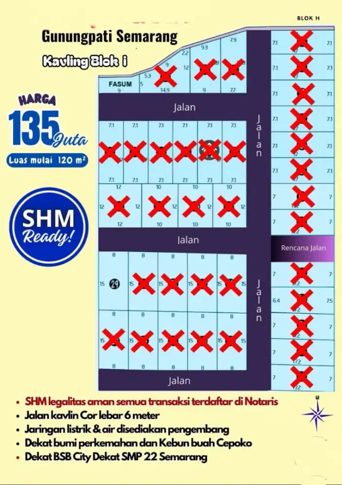 Tanah sangat murah 120meter shm ready terima atas nama semarang