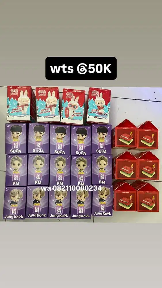 mcd happy meal bts suga , rm , jungkook , mcd resto , pop mart labubu