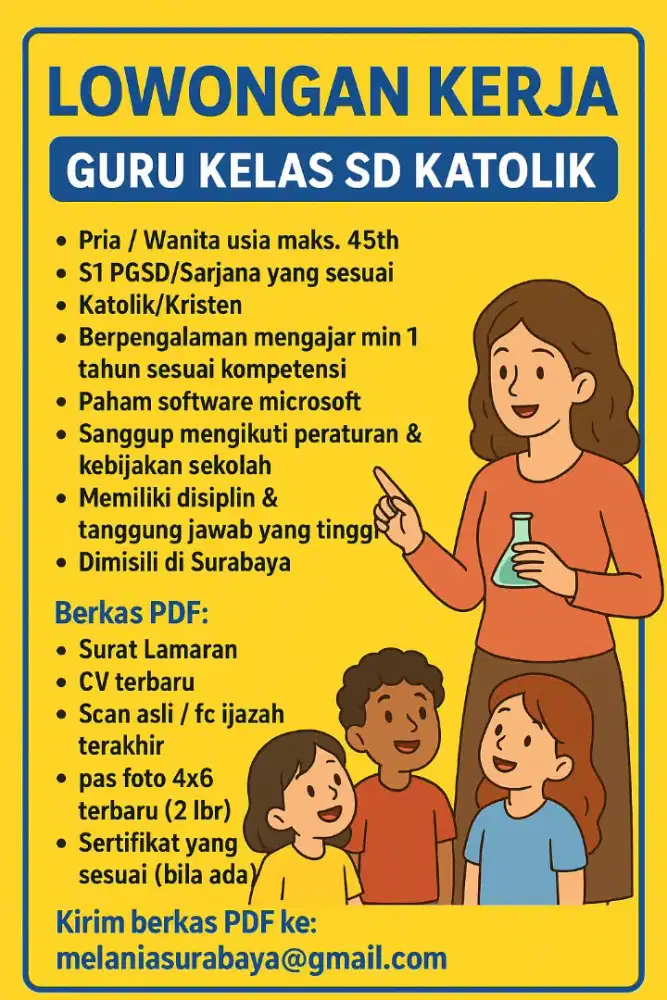 Dicari cepat. Guru SD. Langsung kerja.
