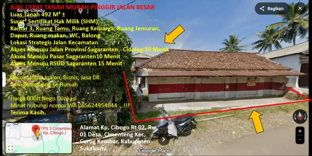 Jual Tanah Ruko Murah Pinggir Jalan Besar