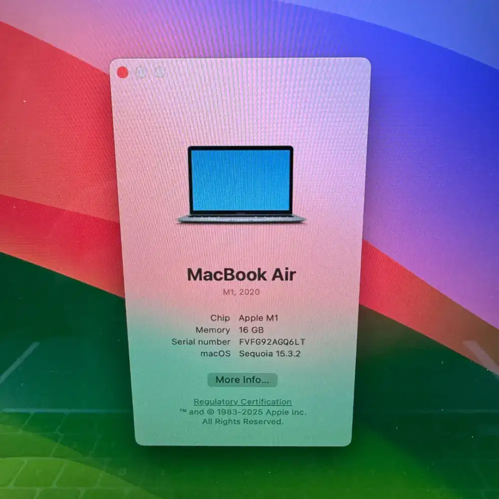 Macbook Air M1 Ram 16 Ssd 512 Layar 13 inch Full set Space Grey editin