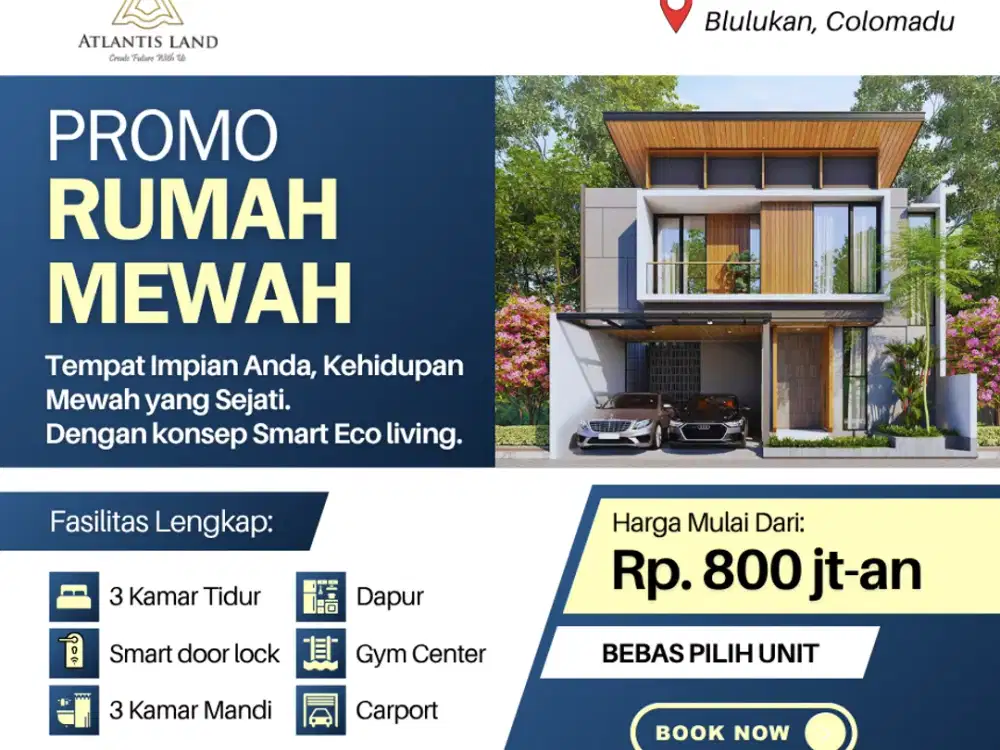 RUMAH EXCLUSIVE SMARTHOME COLOMADU 2 LANTAI DI BAWAH 1 M