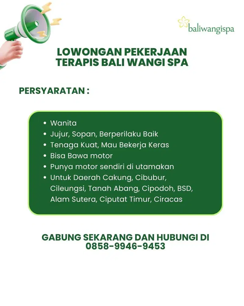 LOWONGAN PEKERJAAN TERAPIS