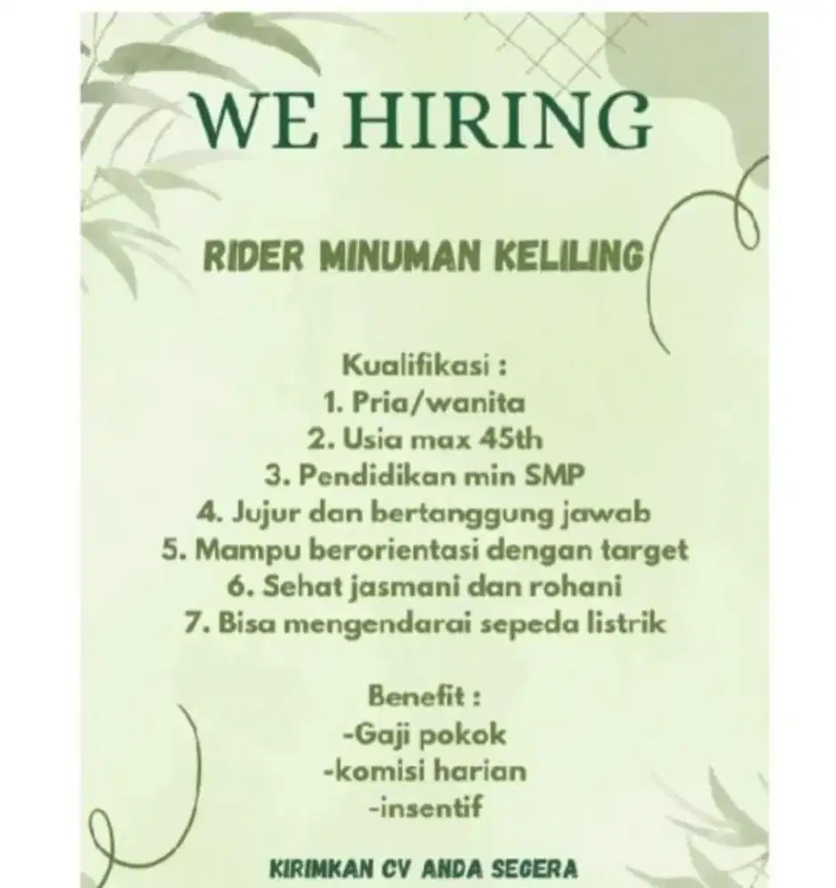 RIDER MINUMAN KELILING