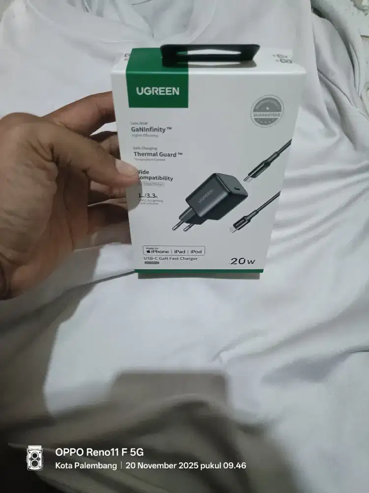 CHARGER UGREEN GAN ori 20W satu set type c ke lighting fast charging
