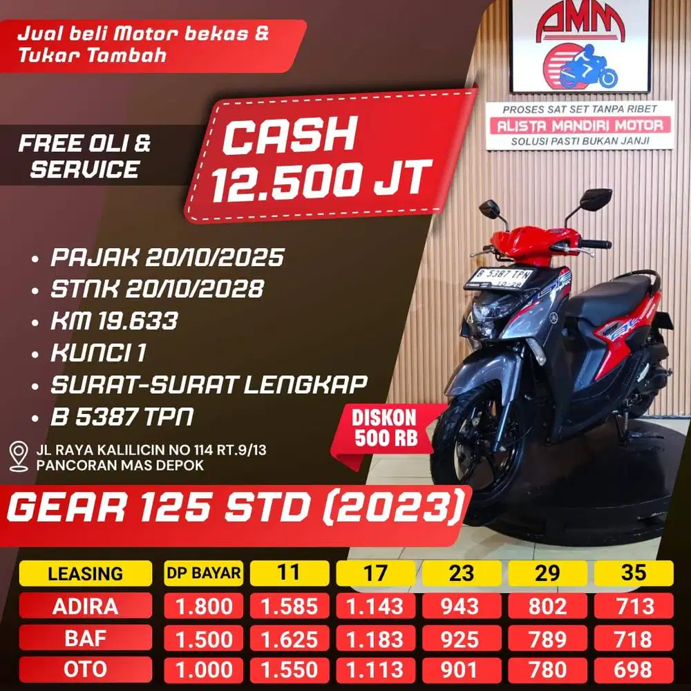 KREDIT DP 1JT GEAR 125 TH 2023 /BISA CASH/TT/BAYAR PAKAI CC/PAYLATER