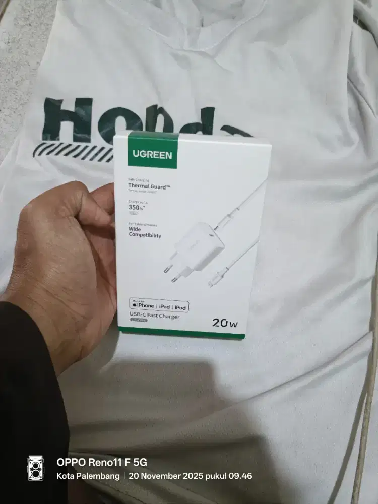 Charger ori ugreen iP 20W satu set type c ke lighting fast charging