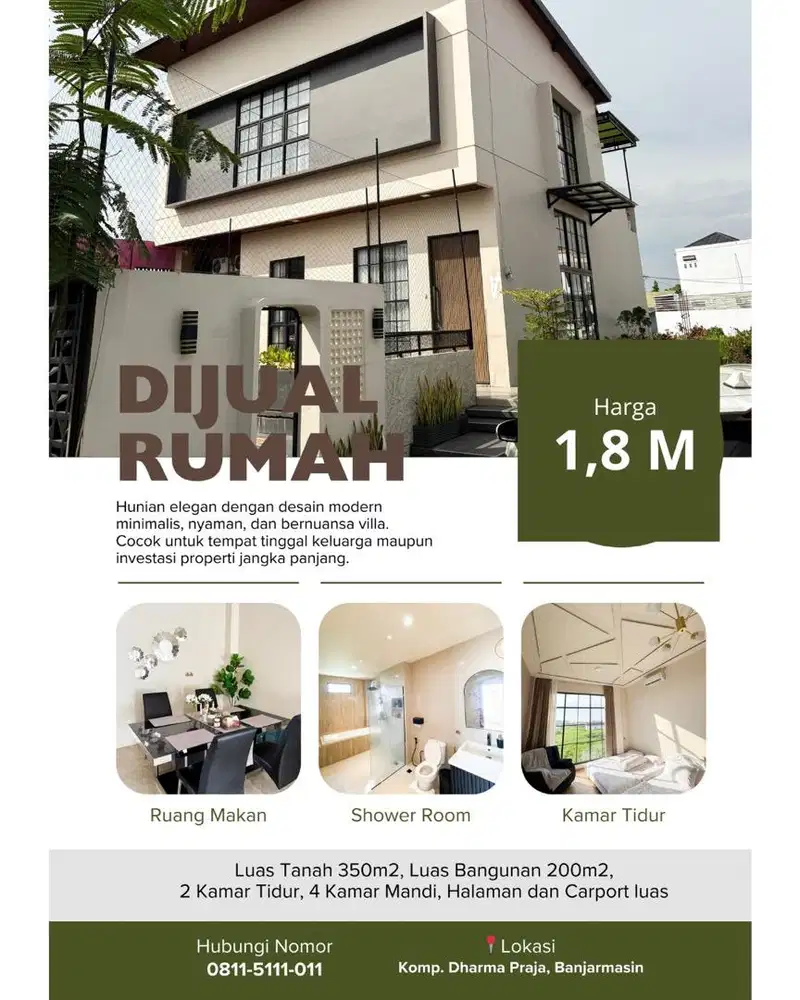 Dijual rumah modern minimalis 2 Lantai - Serasa Tinggal di Villa !