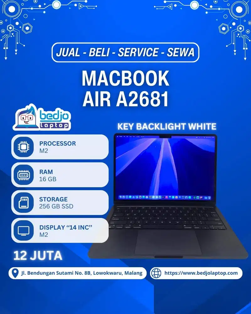 MACBOOK AIR A2681 TERPREMIUM!, MACBOOK AIR A2681 BEKAS MALANG, MACBOOK