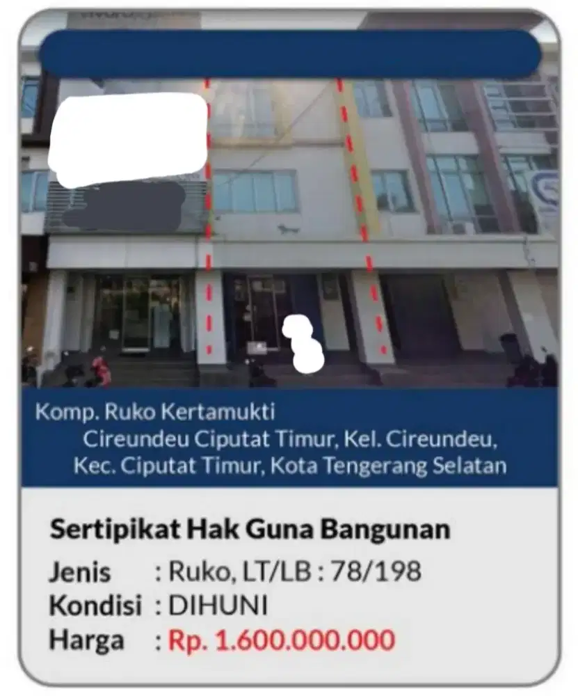 Dijual Ruko 3 Lantai Kertamukti Cireundeu Ciputat