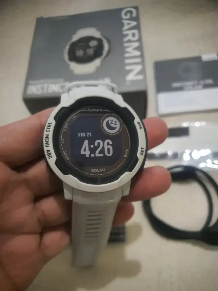 Garmin Instinct 2 Solar White Mulus Like new Fullset ex grs resmi Tam