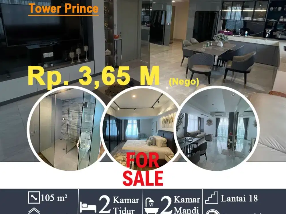 Jual/Sewa Condominium Manhattan Tower Prince Fully Furnished ukuran 105m2