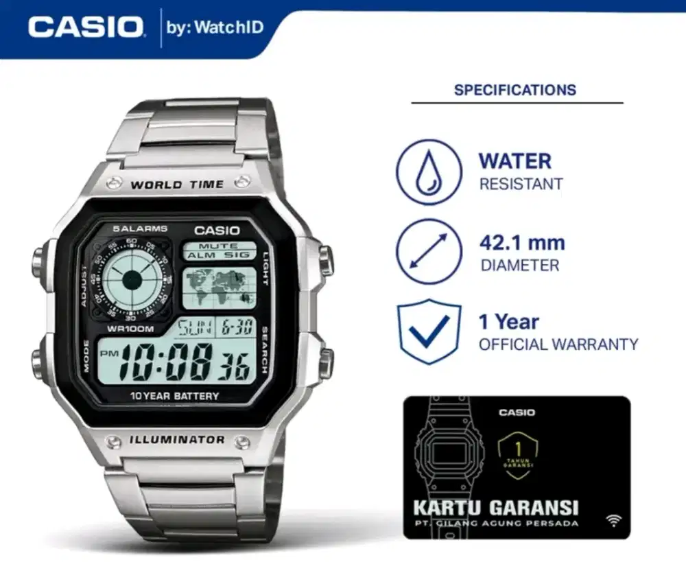 Jam tangan Casio AE-1200WHD-1AVDF