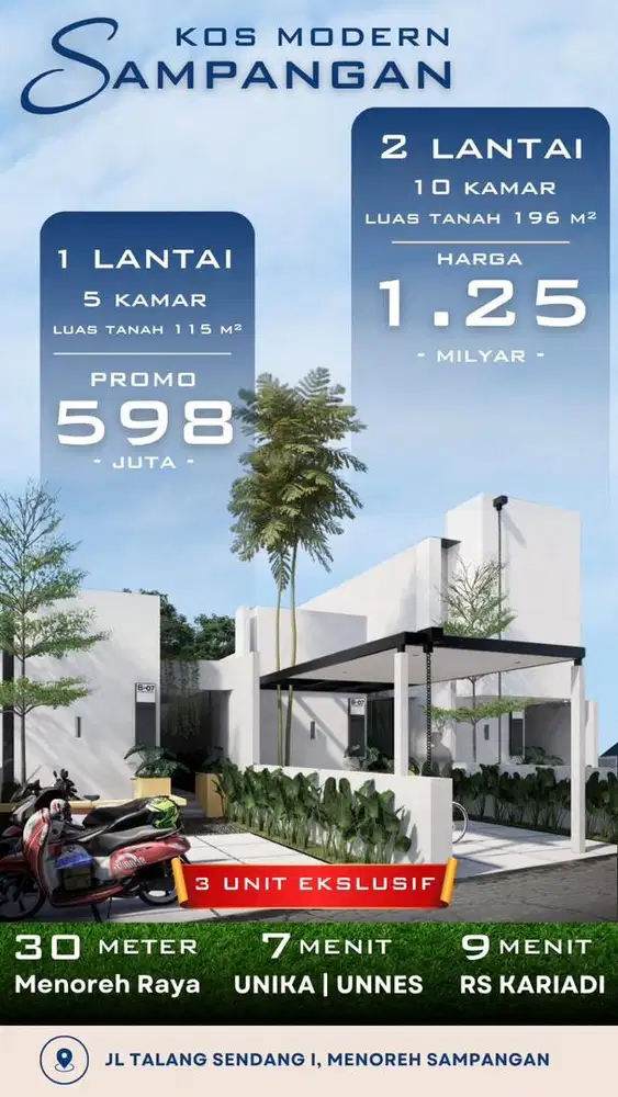 Rumah kos inden 5 kamar belakang Pasar Sampangan Menoreh