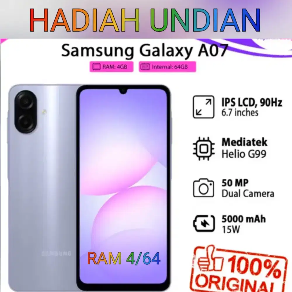SAMSUNG GALAXY A07 ( 4/64) GREEN BARU+SEGEL