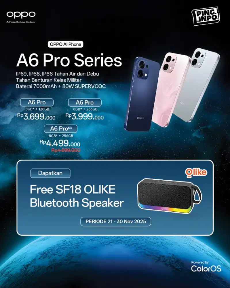oppo a6 pro8/256  free buds / speaker