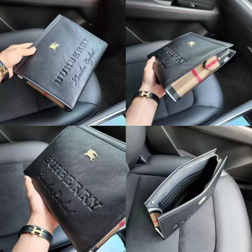 Clutch Burberry Pouch Handbag Pria