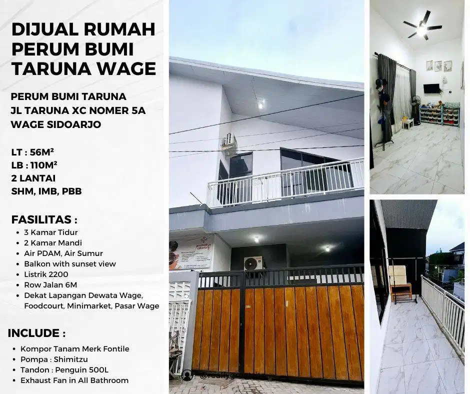 JUAL CEPAT RUMAH 500 JUTAAN 2LANTAI PERUM BUMI TARUNA WAGE DEKAT ALOHA