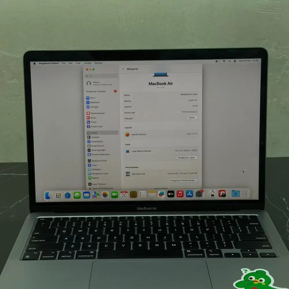 Macbook Pro M1 8/256gb unit sama charge