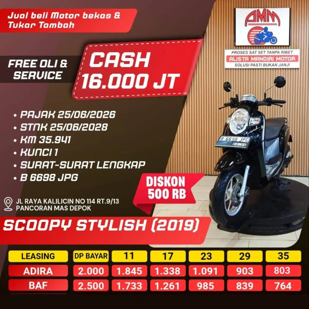 SCOOPY STYLISH 2019 PAJAK HIDUP CC 0% KREDIVO TOKPED SPAYLETTER