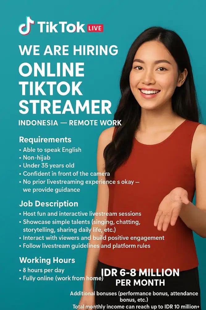 TIKTOK LIVESTREAMER WORK FROM HOME (GIRLS ONLY)