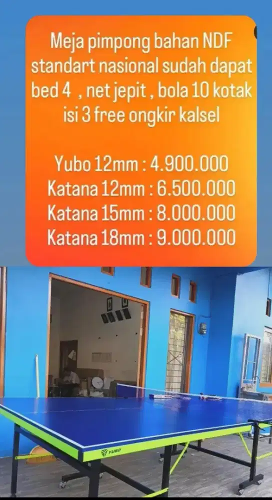 Meja pimpong bahan NDF standart nasional