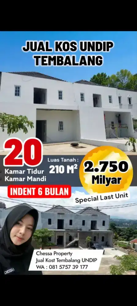 JUAL KOS 20 KAMAR 2,750MILYAR TEMBALANG UNDIP