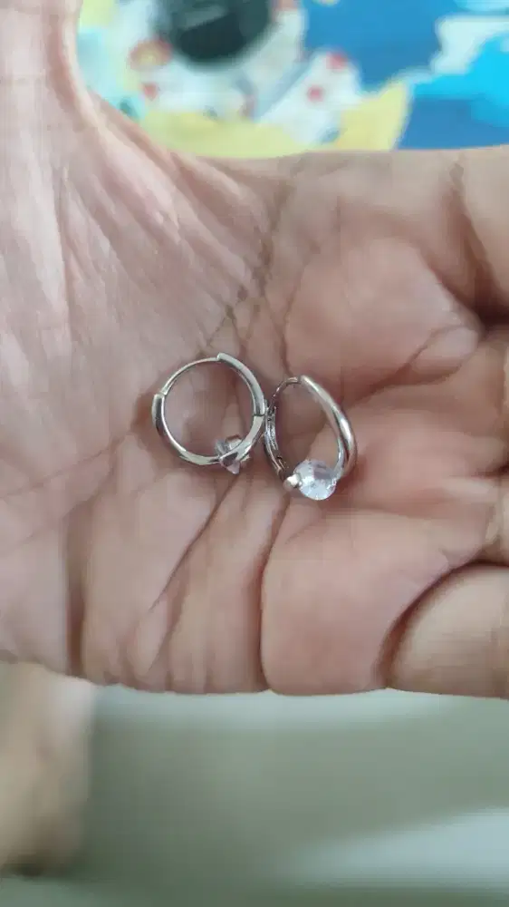 anting perak silver 925 asli batu permata