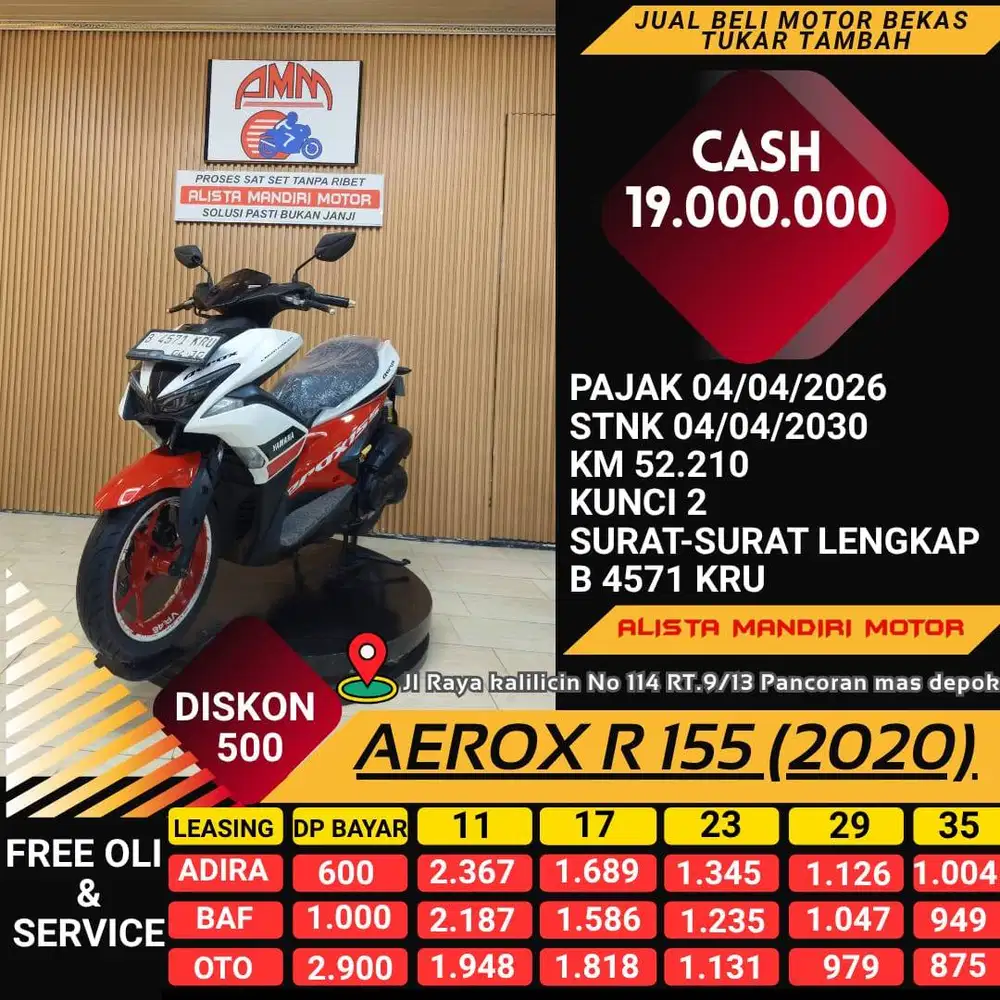 AEROX R 155 2020 PAJAK HIDUP DP 800 CC 0% KREDIVO TOKPED SPAYLETTER