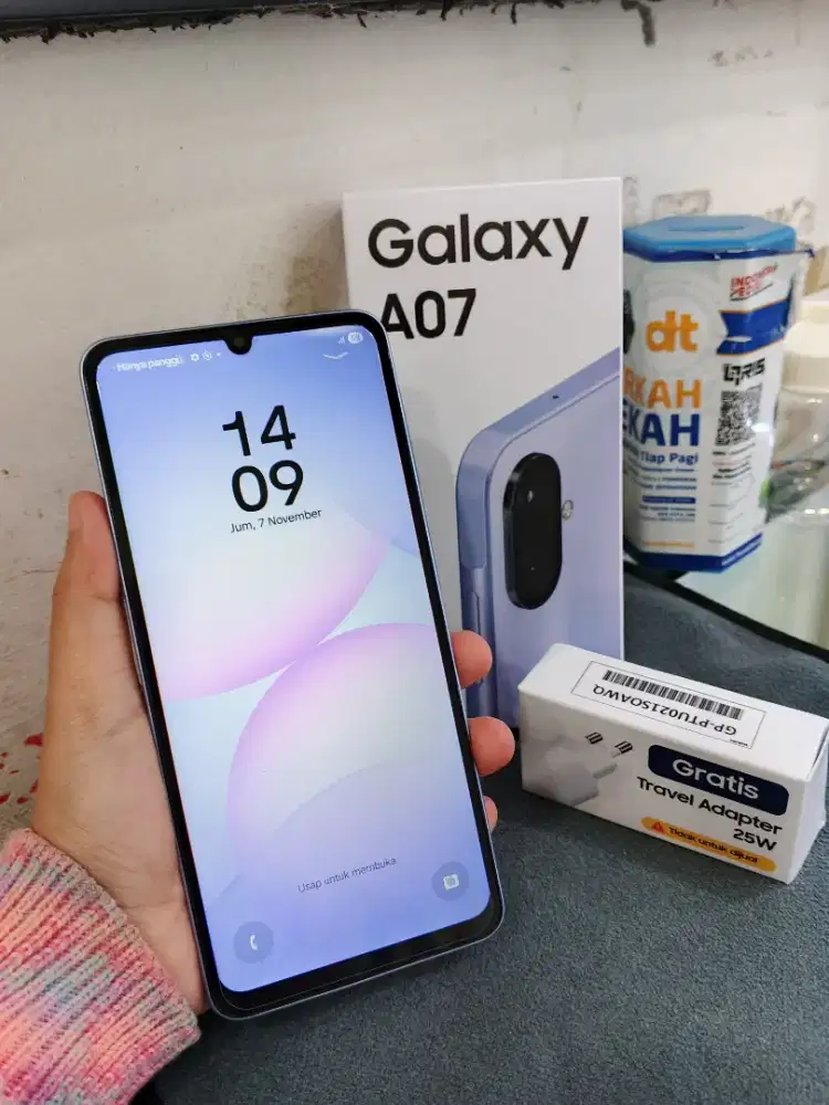 Samsung A07 4/128 fulset ori likenew 1 bulan pakai