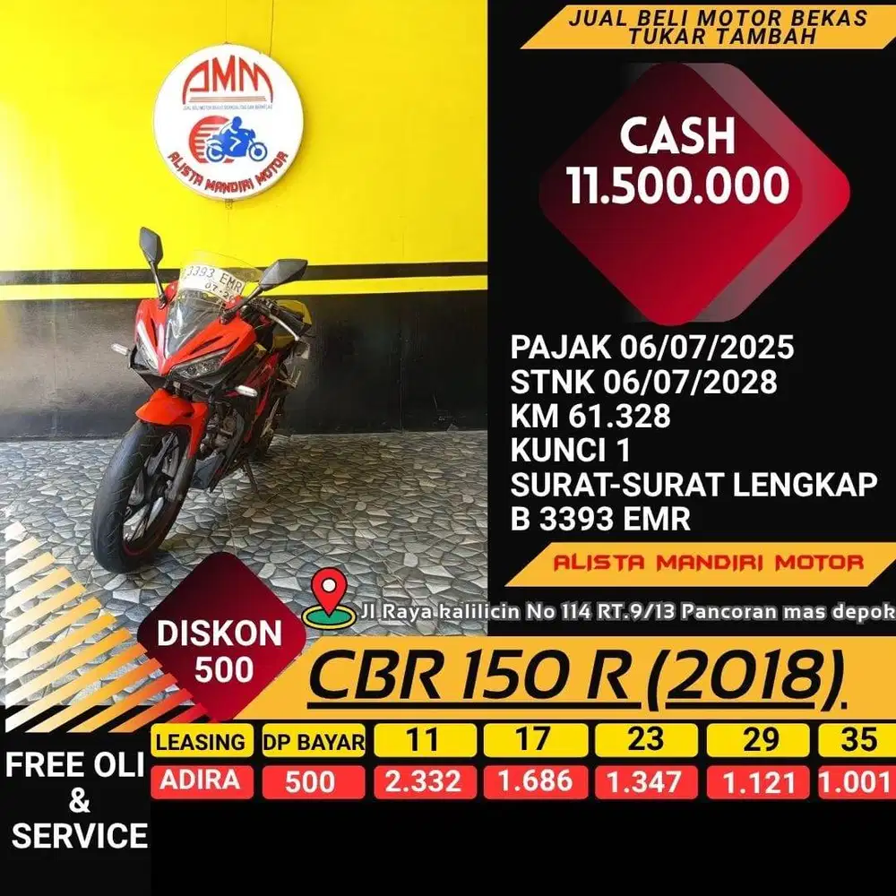 CBR 150 R 2018 DP 500 CC 0% KREDIVO TOKPED SPAYLETTER INDODANA GOPAY
