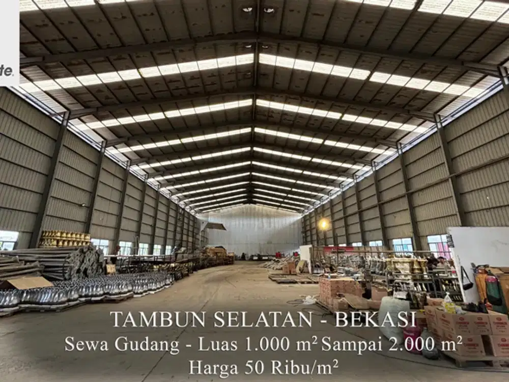 FOR RENT Gudang Bagus dan Murah Area Tambun Selatan lokasi di Rest Area Tol Cikampek Bekasi