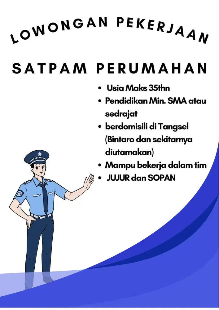 LOWONGAN PEKERJAAN SATPAM PERUMAHAN