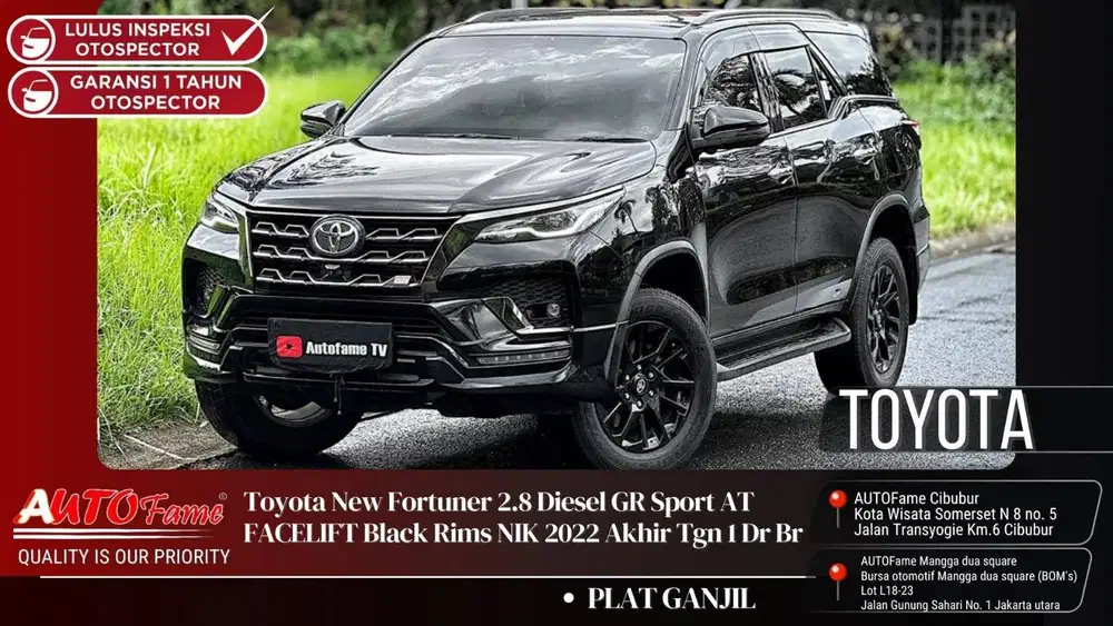 Toyota New Fortuner 2.8 Diesel GR Sport AT FACELIFT Black Rims 2022
