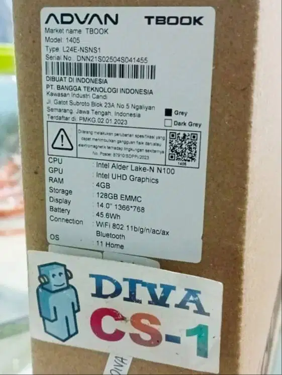 Advan TBook Intel QuadCore N100 Ram 4Gb SSD 128Gb 14in Win11 Original